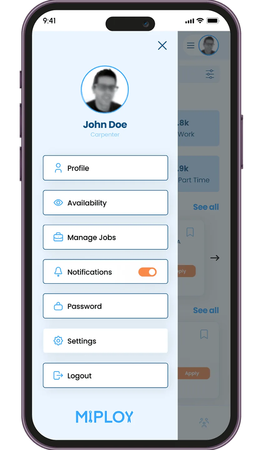 Miploy AI Work Marketplace App - mobile